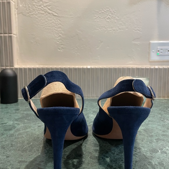 Prada Blue Suede Slingback Heels - Picture 3 of 8